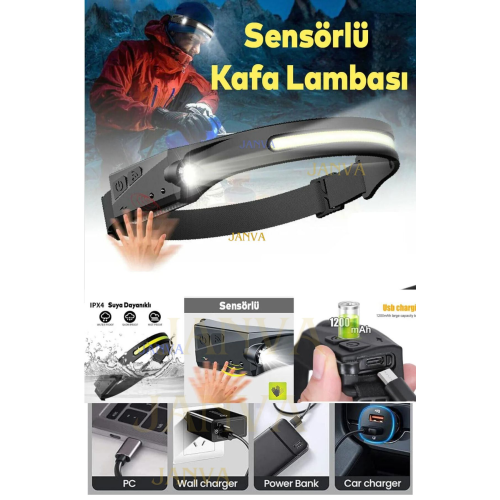 Predators Kafa Feneri Wave Teknoloıji Sensörlü Kafa Lambası Tepe Işığı Ultra Ergonomik Profosyonel