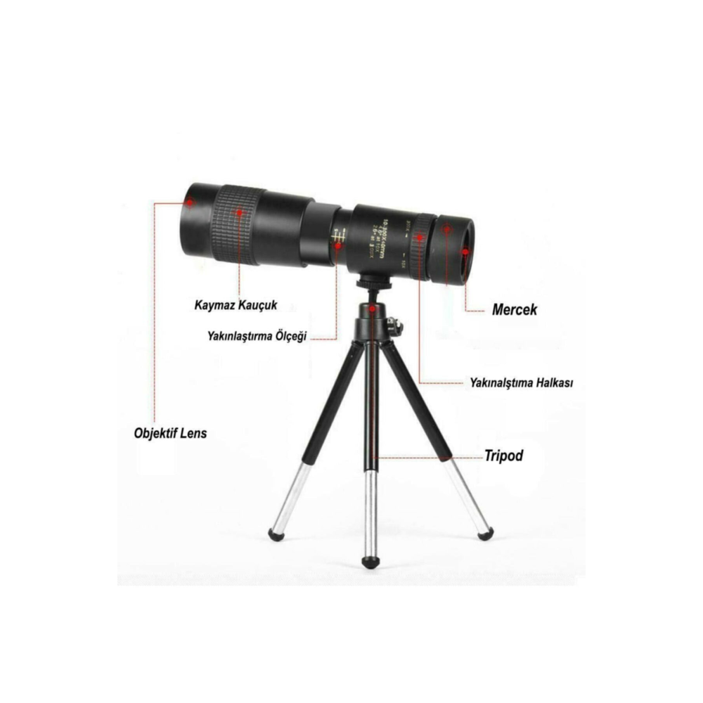 10-300x40 Zoom Monoküler Teleskop Dürbün Telefon Tutuculu