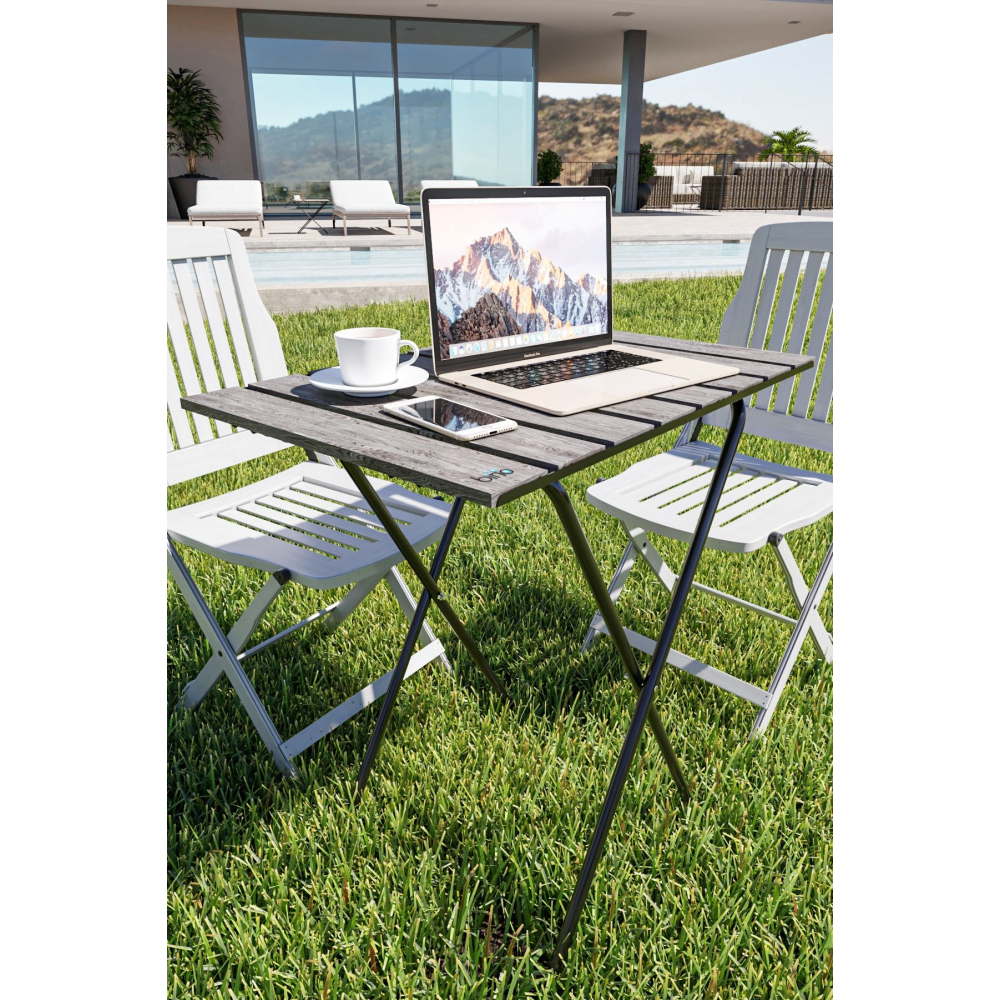 Katlanır Mutfak Masası Yükseklik Ayarlı Ahşap Kamp Masası Piknik Masası Balkon Masası