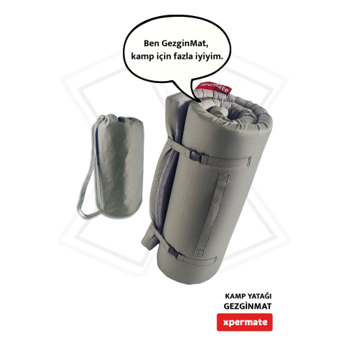 Gezginmat Kamp Yatağı Kamp Matı Fermuarlı Taşıma Çantalı Kamp Minderi Çadır Matı 70x180x6cm