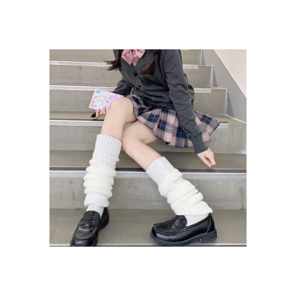 Düz Beyaz Kışlık Kalın Bol Tozluk