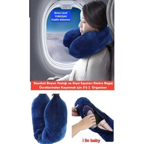 Seyahat Boyun Yastığı ve Giysi Eşyaları Ekstra Bagaj Ücretlerinden Kaçınmak için 3'ü 1  Organizer