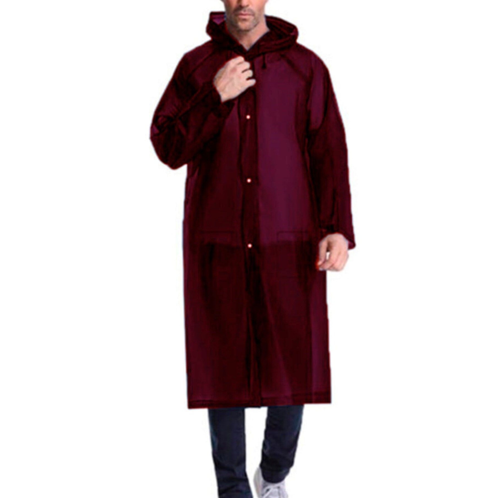 Kadın Erkek Yağmurluk Kapüşonlu Çıtçıtlı Eva Bordo Yağmurluk