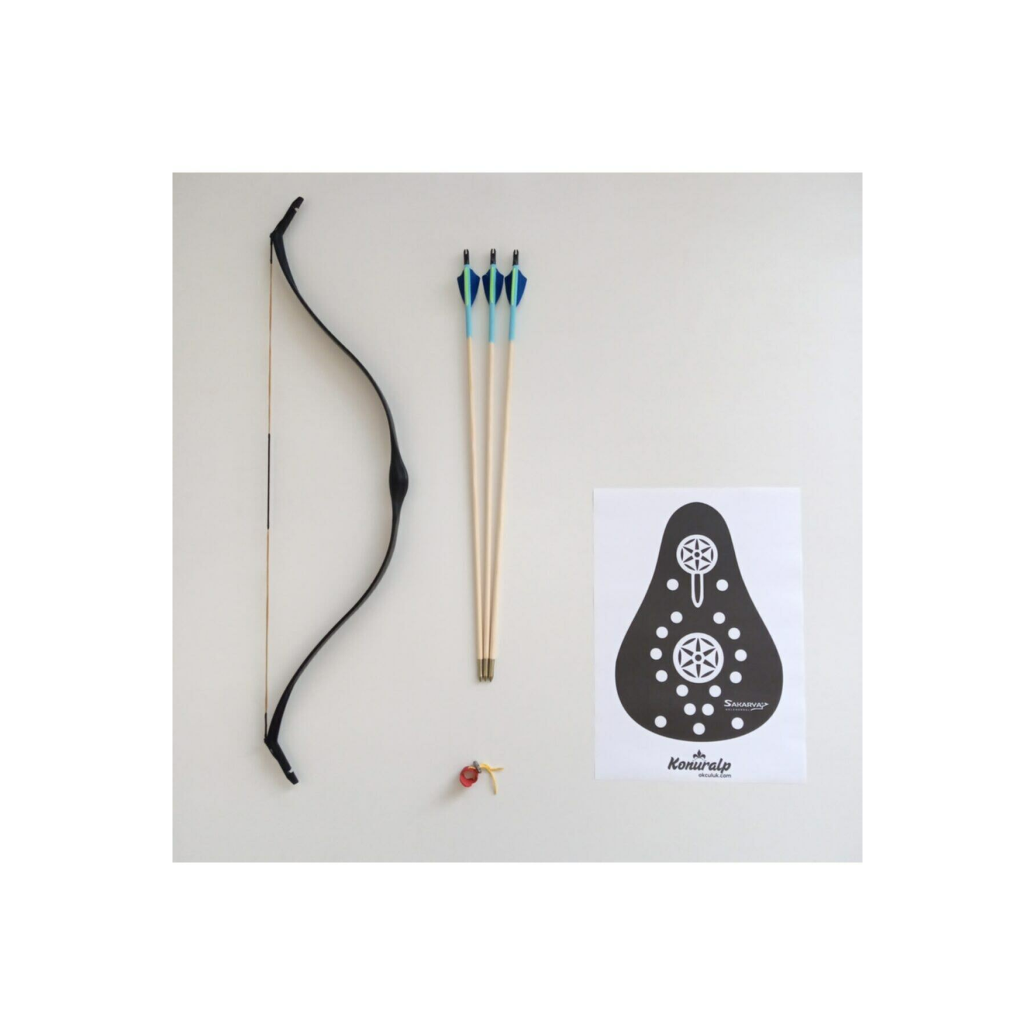 Geleneksel Okçuluk Başlangıç Genç Ok Yay Seti Siyah (3 Ok+ Zihgir+hedef)