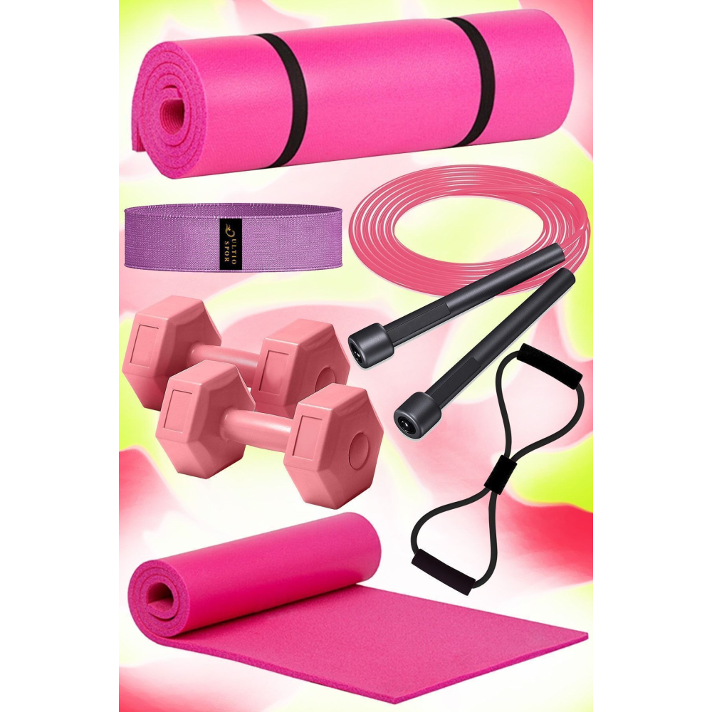 Son Kalite Pilates Seti Inanılmaz Fiyat Pilates Minderi 2 Adet Dambıl Squat Band Atlama Ipi Direnç