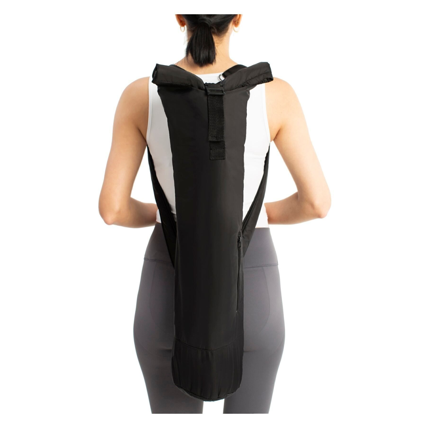 Siyah, Yıkanabilir, Boyu Ayarlanabilir, Fermuarlı Cepli Yoga Matı Çantası, Unisex, Siyah