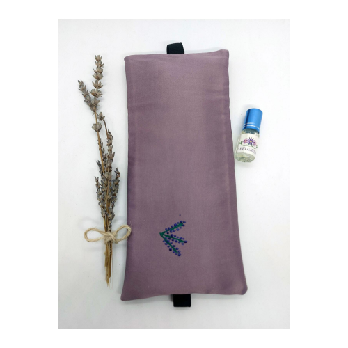 Lavanta Göz Yastığı-yoga-aromaterapi- Gül Kurusu Renk Pamuk Saten