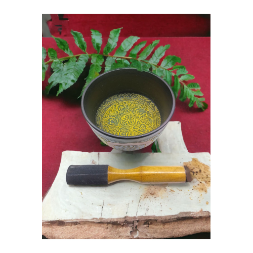 Renk Işlemeli Tibet Kase Meditasyon Çanı Tokmaklı 16cm