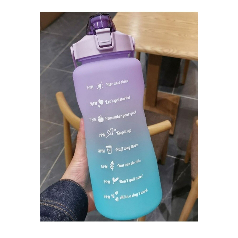 Mor Motivasyonel Su Matarası Su Şişesi 2l Tritan Spor Salonu Su Şişesi Bpa Içermez Suluk Sticker
