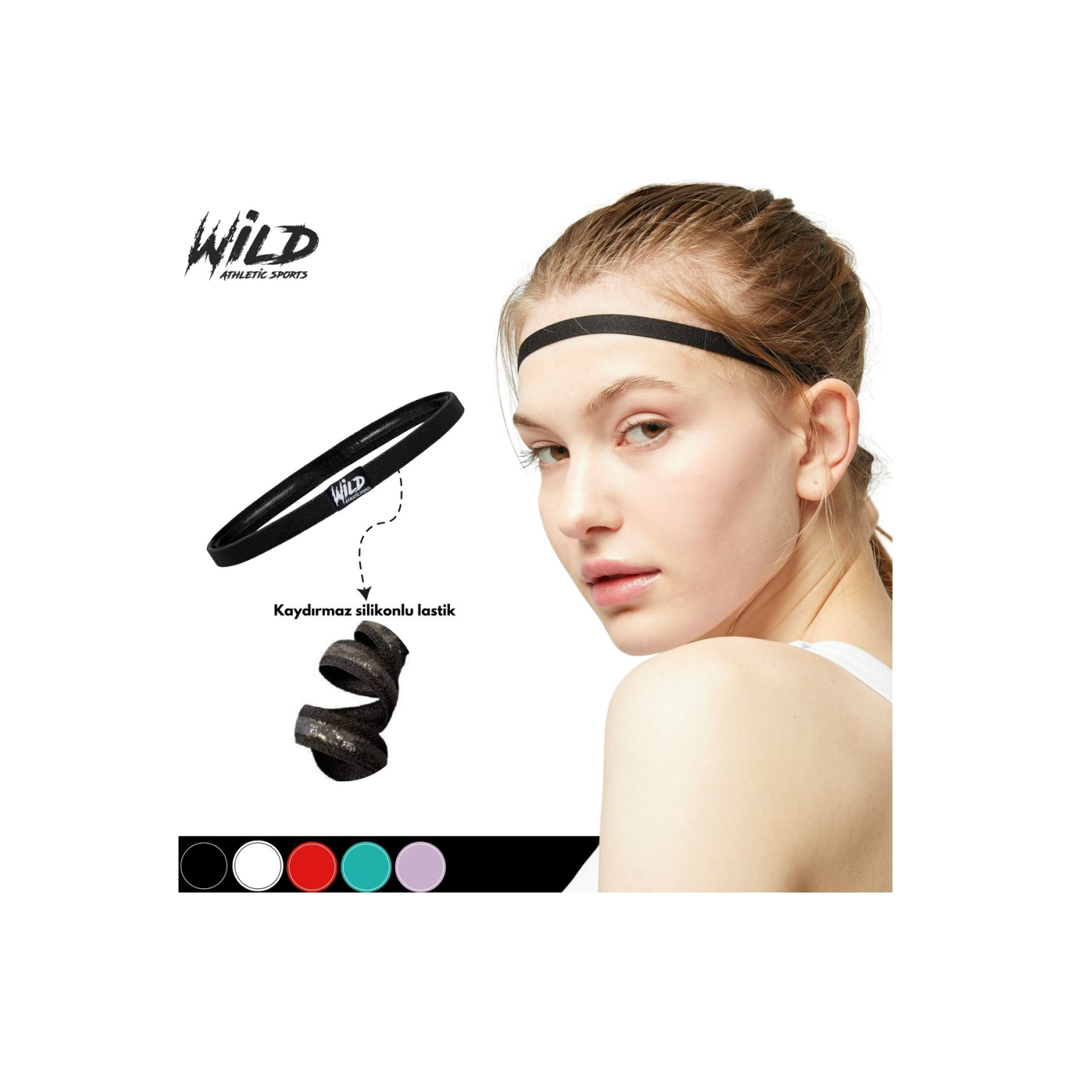 Kaydırmaz Spor Elastik Saç Bandı Tokası Tekli Wildflex