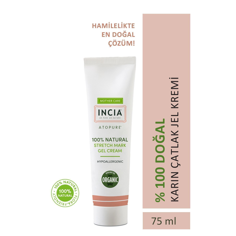 ATOPURE ® %100 Doğal Karın Çatlak Jel Kremi Çatlak Önleyici Organik Avokado Yağı Hamilelikte 75 ml