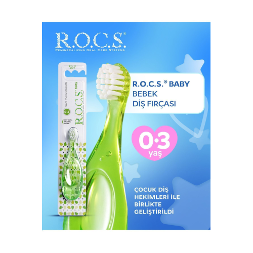 Unisex  Bebek Yeşil Rocs Baby 0-3 Yaş Diş Fırçası