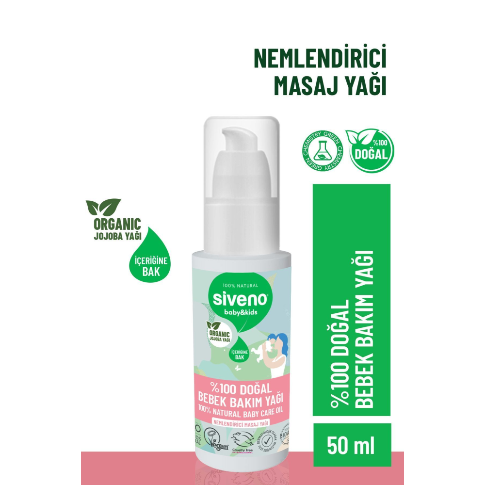%100 Doğal Bebek Yağı Organik Jojoba Bakım Masaj Yağı Parafinsiz Bitkisel Vegan 50 ml