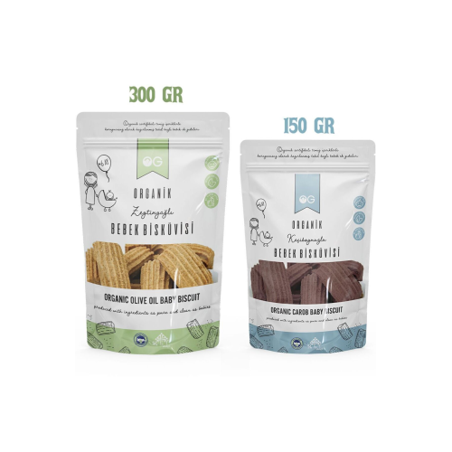 Organik Keçiboynuzlu ve Zeytinyağlı Bebek Bisküvi Seti +6 Ay