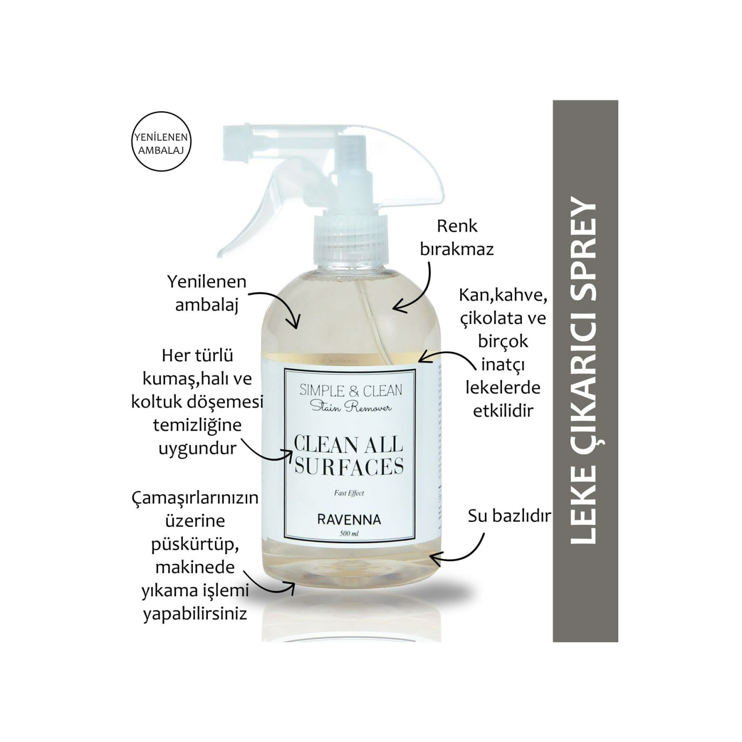 Simple&clean Ultra Güçlü Leke Çıkarıcı Ve Ayakkabı Temizleyici Sprey 500 ml