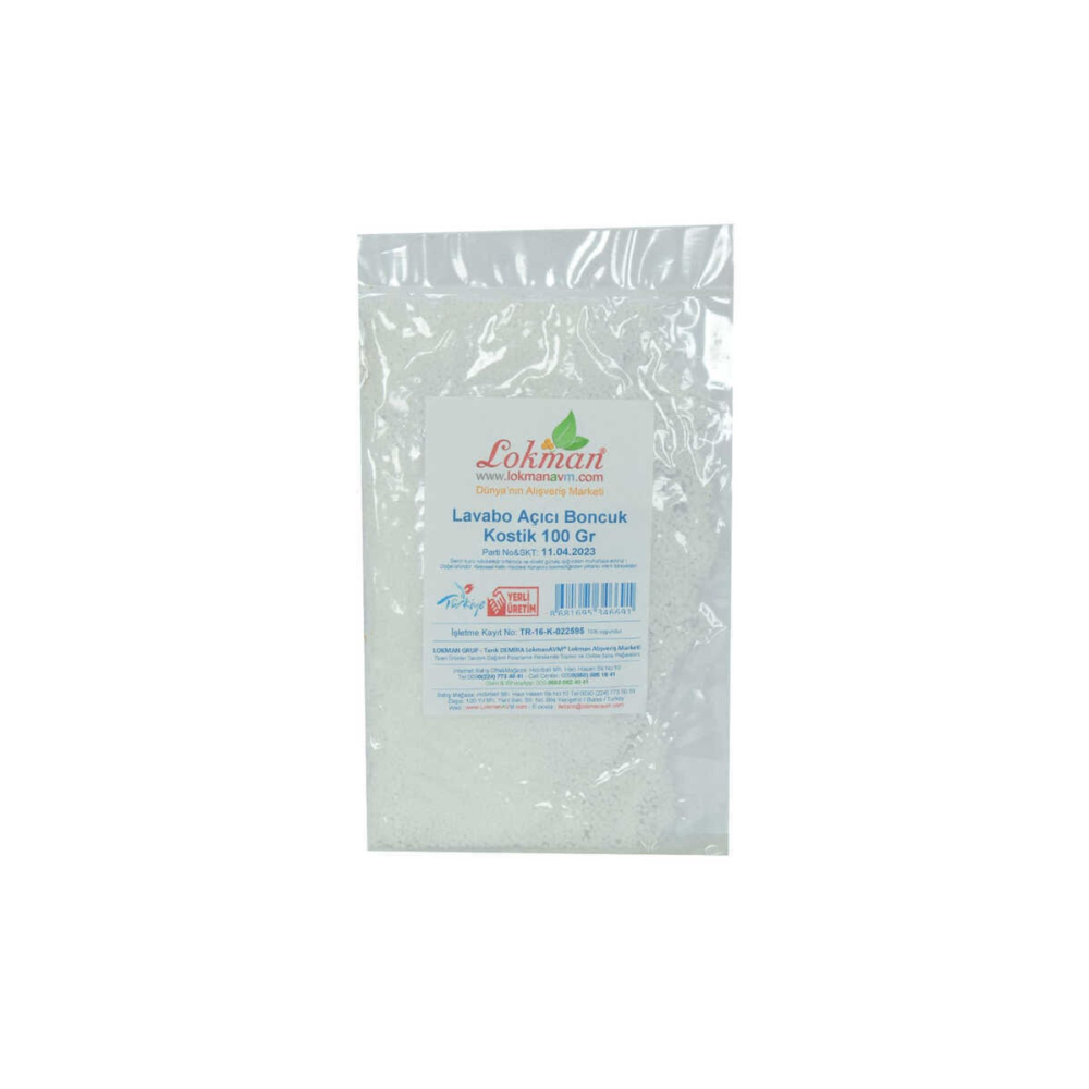 Lavabo Açıcı Boncuk Kostik 100 Gr Paket