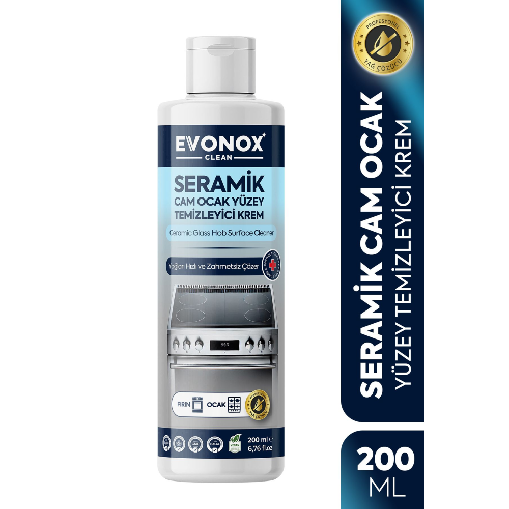 Clean Seramik Cam Ocak Yüzey Temizleyici Krem 200 ml