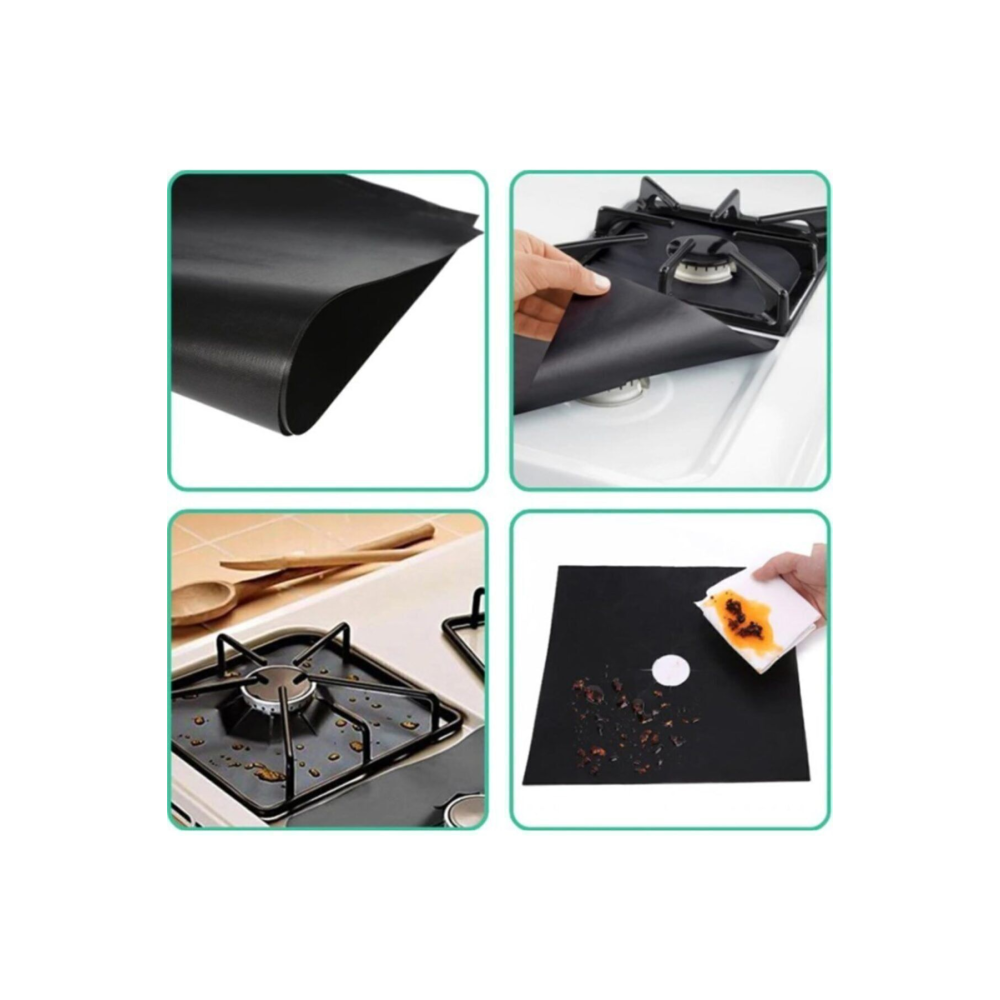 Ocak Koruyucu Yıkanabilir Folyo Yanmaz Yapışmaz 4'lü Siyah Set