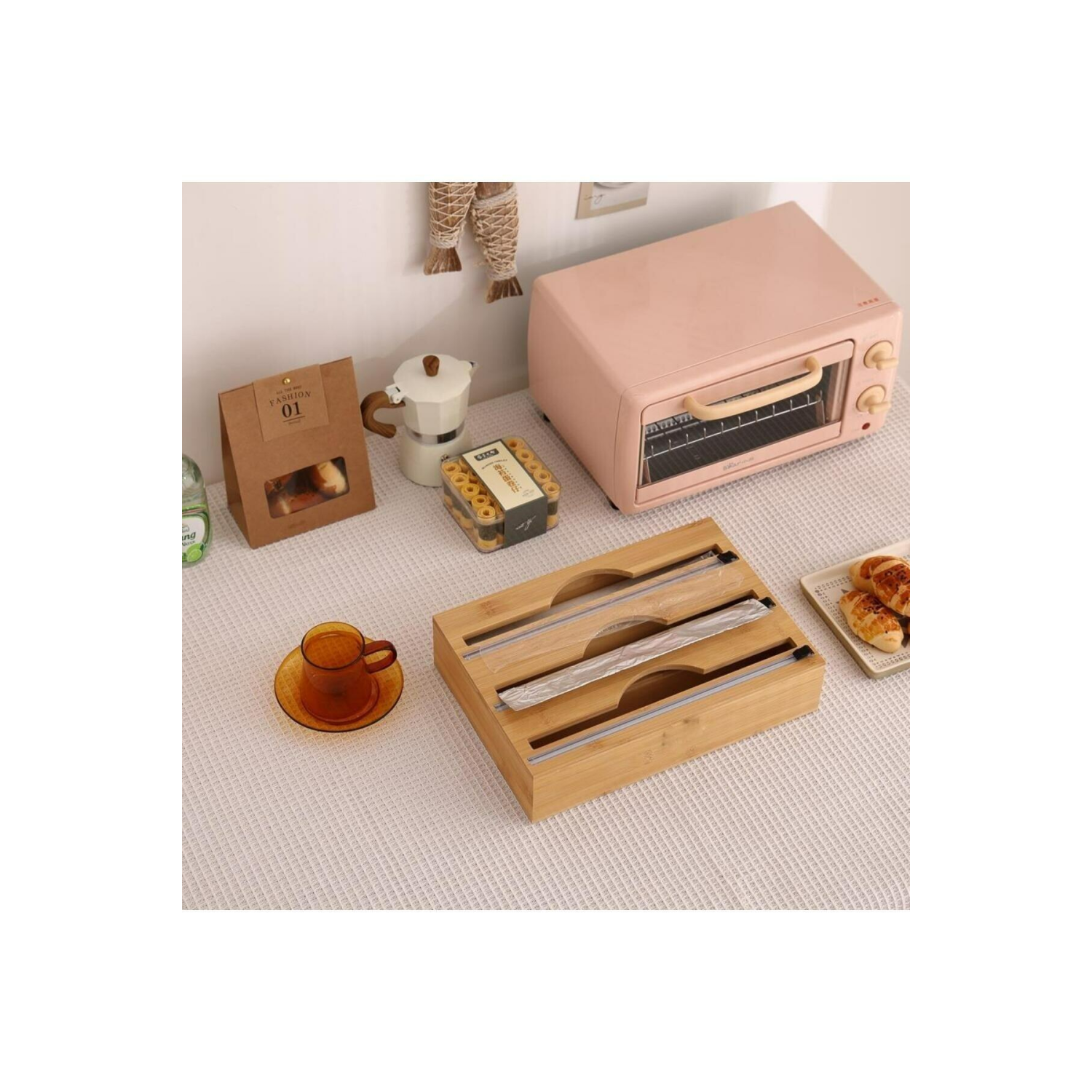 Bambu Ev Tipi Standart Ölçü 3'lü Streç Folyo Kutusu Mien-373