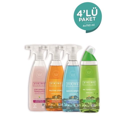 Premium 4'lü (çok Amaçlı, Banyo, Mutfak, Wc) Paket 750 Ml X 4 Adet