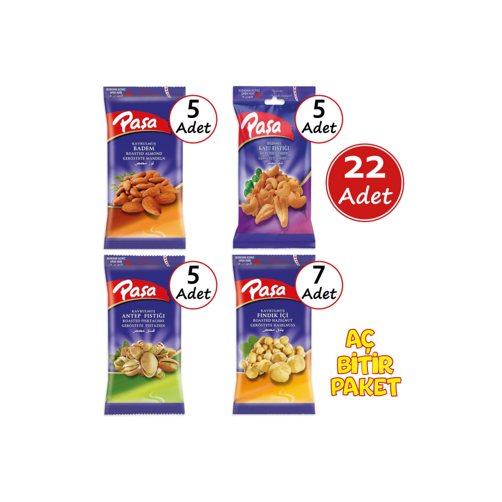 Paşa Karışık 40 gr X 22 Adet (NATUREL 1. KALİTE)