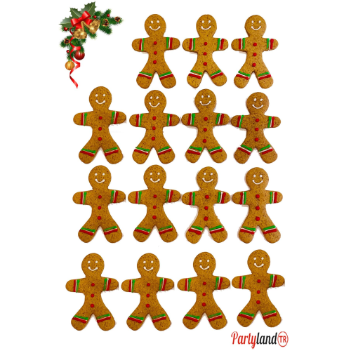 15 Adet Kurabiye Adam Gıngerbread (Zencefilli Kurabiye) , Yılbaşı Kurabiyesi