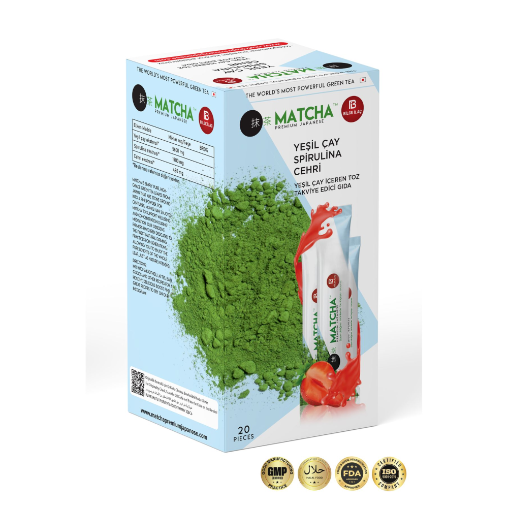 Premium Japanese Çilek Aromalı Detox Burner Form Maça Çayı 1 Kutu