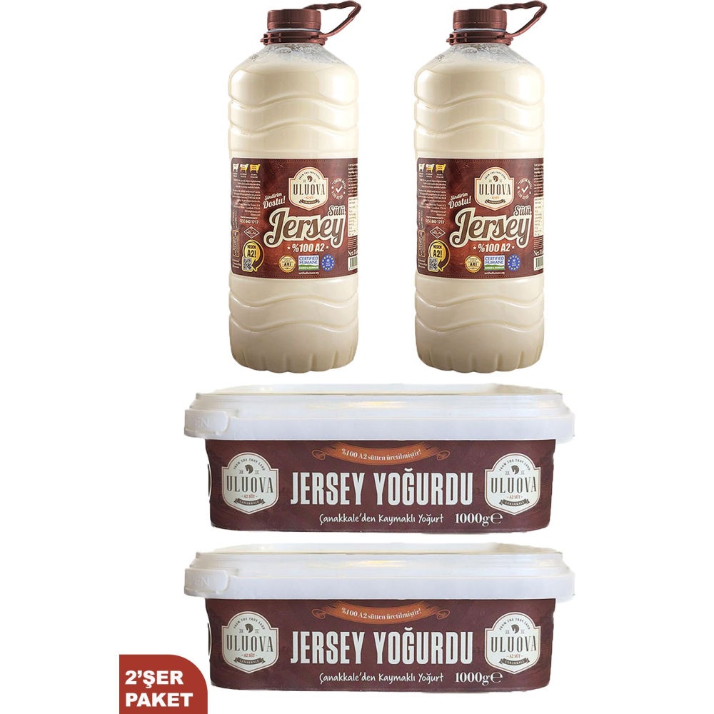 Kaymaklı Jersey Yoğurdu (1 kg), Jersey İnek Sütü (3 L) X2'Şer Paket