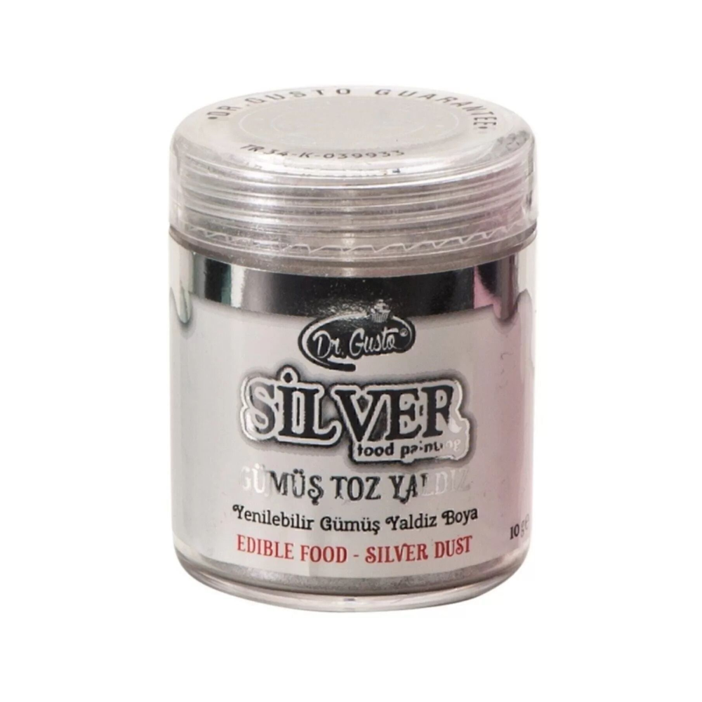 Dr Gusto Yenilebilir Yaldızlı Sim Boya Gümüş 10 Gr