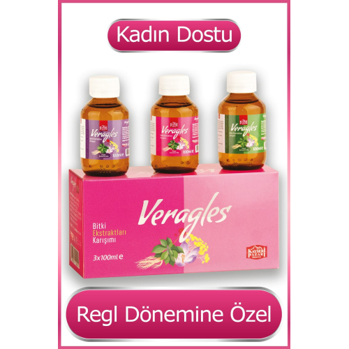 Veragles Regl Dönemine Özel Adet Söktürücü 3 Adet 100 ml Bitki Karışımı
