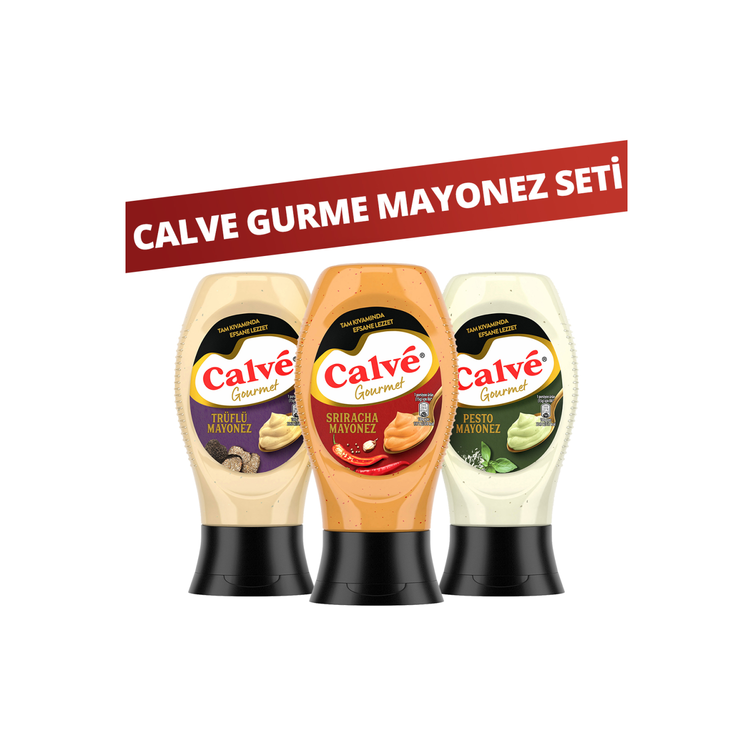 Gurme Mayonezler Sriracha 240g x1 + Trüflü Mayonez 235g x1 + Pesto 235g x1