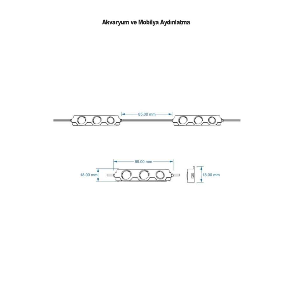Bayırtech Akvaryum Modül Led Aydınlatma Beyaz Işık Anahtarlı 5'li