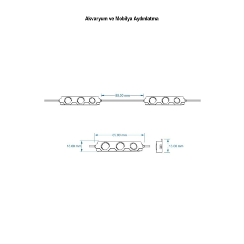 Bayırtech Akvaryum Modül Led Aydınlatma Beyaz Işık Anahtarlı 5'li