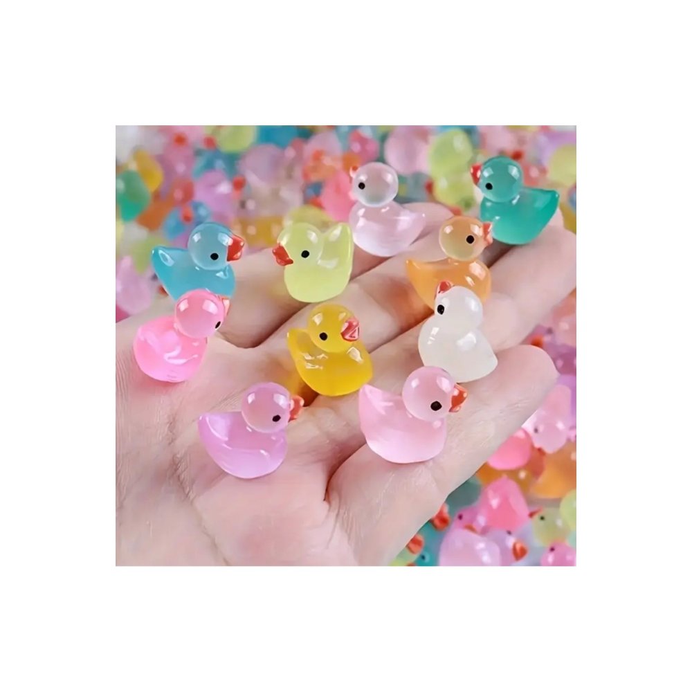 Karanlıkta Parlayan Fosforlu Mini Ördek Seti  Araba Torpido Teraryum Akvaryum Süsü 5 Adet