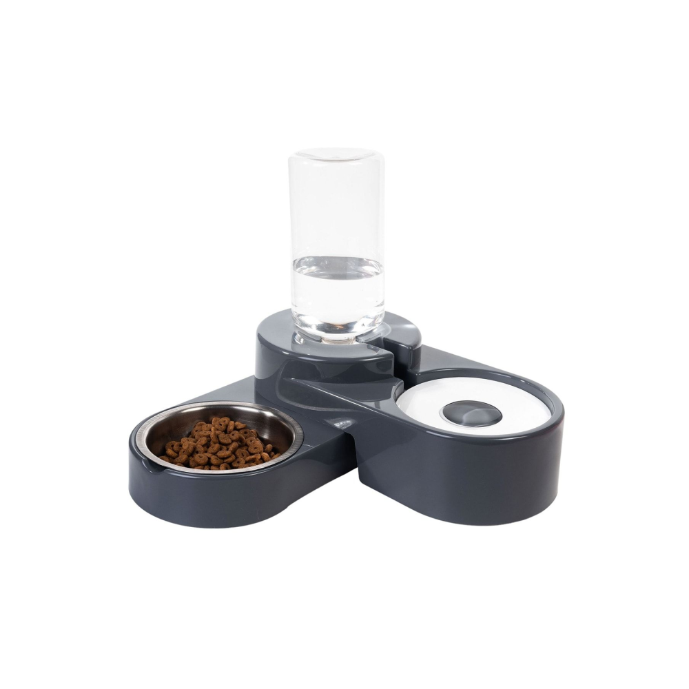 Köşeli Ayarlanabilir Hazneli Çelik Taslı Kedi-köpek Mama Ve Su Kabı Seti 1000ml