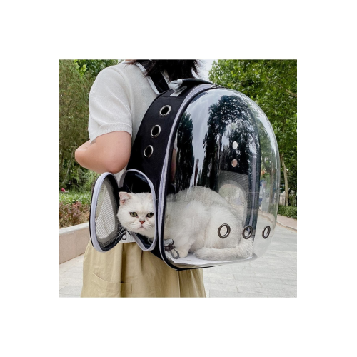 Elips Kedi Taşıma Çantası Siyah El Ve Sırt Çantası 6 Hava Kanalı 2 Fileli Cep Kedi Taşıma Çantası