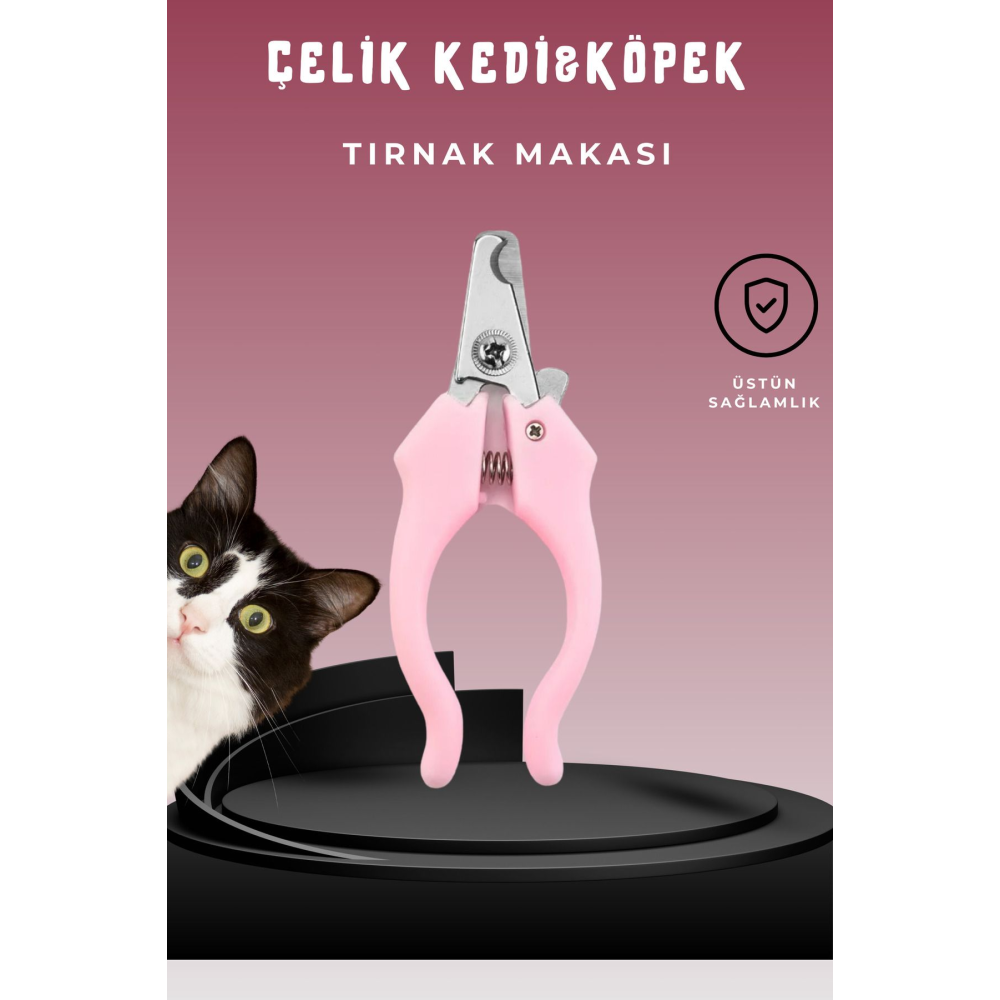 Çelik Kedi Köpek Tırnak Makası 12 Cm PEMBE
