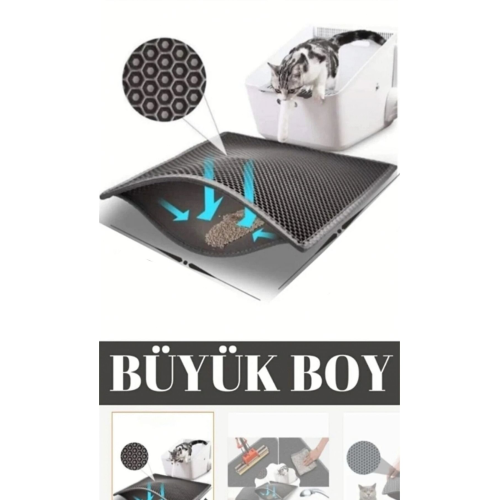 Büyük Boy Elekli Kedi Tuvaleti Önü Paspası Kedi Kumu Paspası 80x60cm