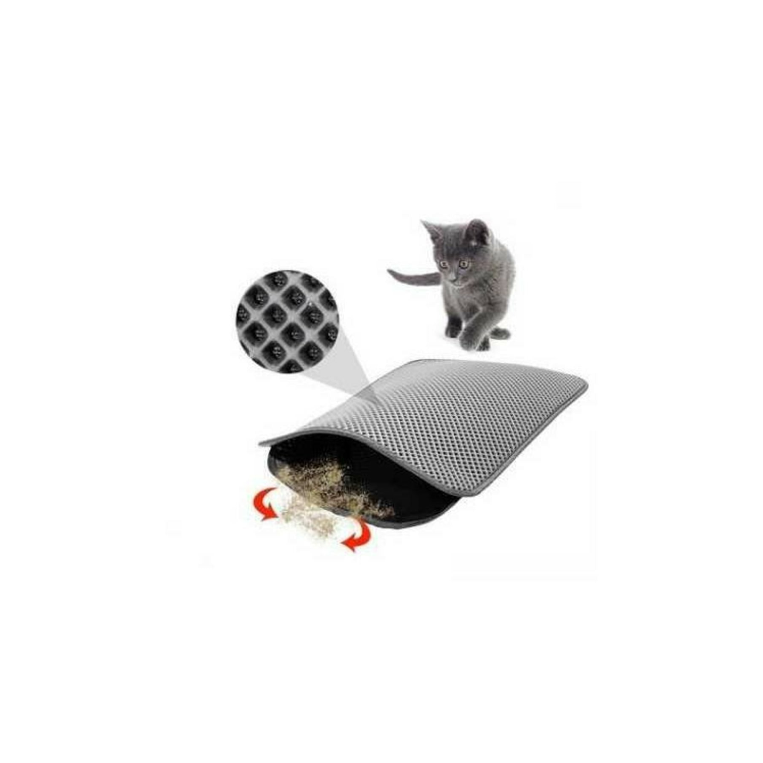 Elekli Kedi Tuvalet Önü Paspası 60 x 45 cm Gri