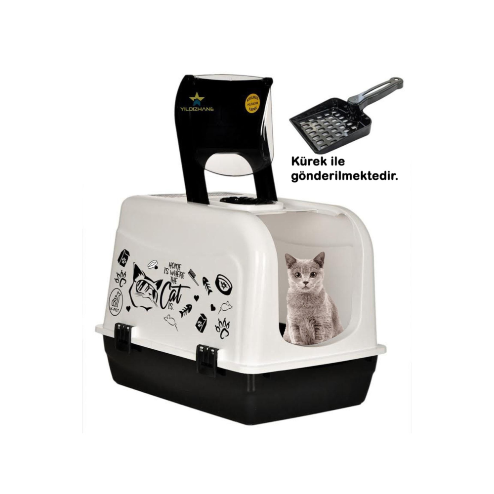 Xxl Büyük Boy Kapalı Kedi Tuvaleti Ve Kürek Hediyeli - En: 39 Genişlik :53 Yükseklik: 41