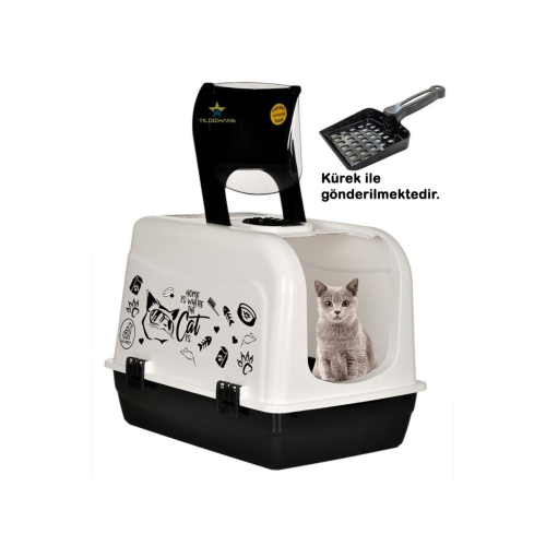 Xxl Büyük Boy Kapalı Kedi Tuvaleti Ve Kürek Hediyeli - En: 39 Genişlik :53 Yükseklik: 41