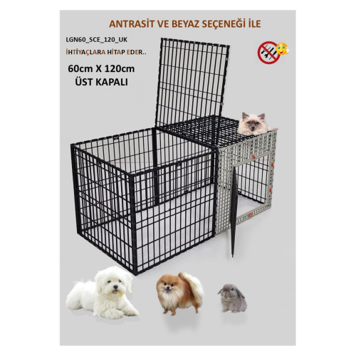 60cm X 120cm Yükseklik 60cm Üstü Kapalı Köpek Kafesi, Kedi, Tavşan, Çit, Kafes