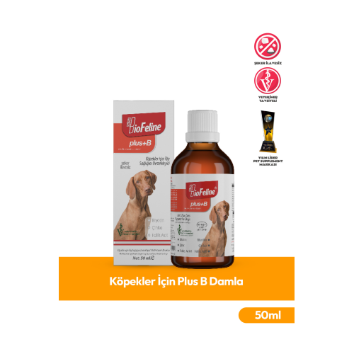 Köpekler Için Plus B Damla 50ml (KÖPEKLER İÇİN TÜY DÖKÜLMESİ ENGELLEYİCİ BİOTİN TÜY SAĞLIĞI DAMLASI)