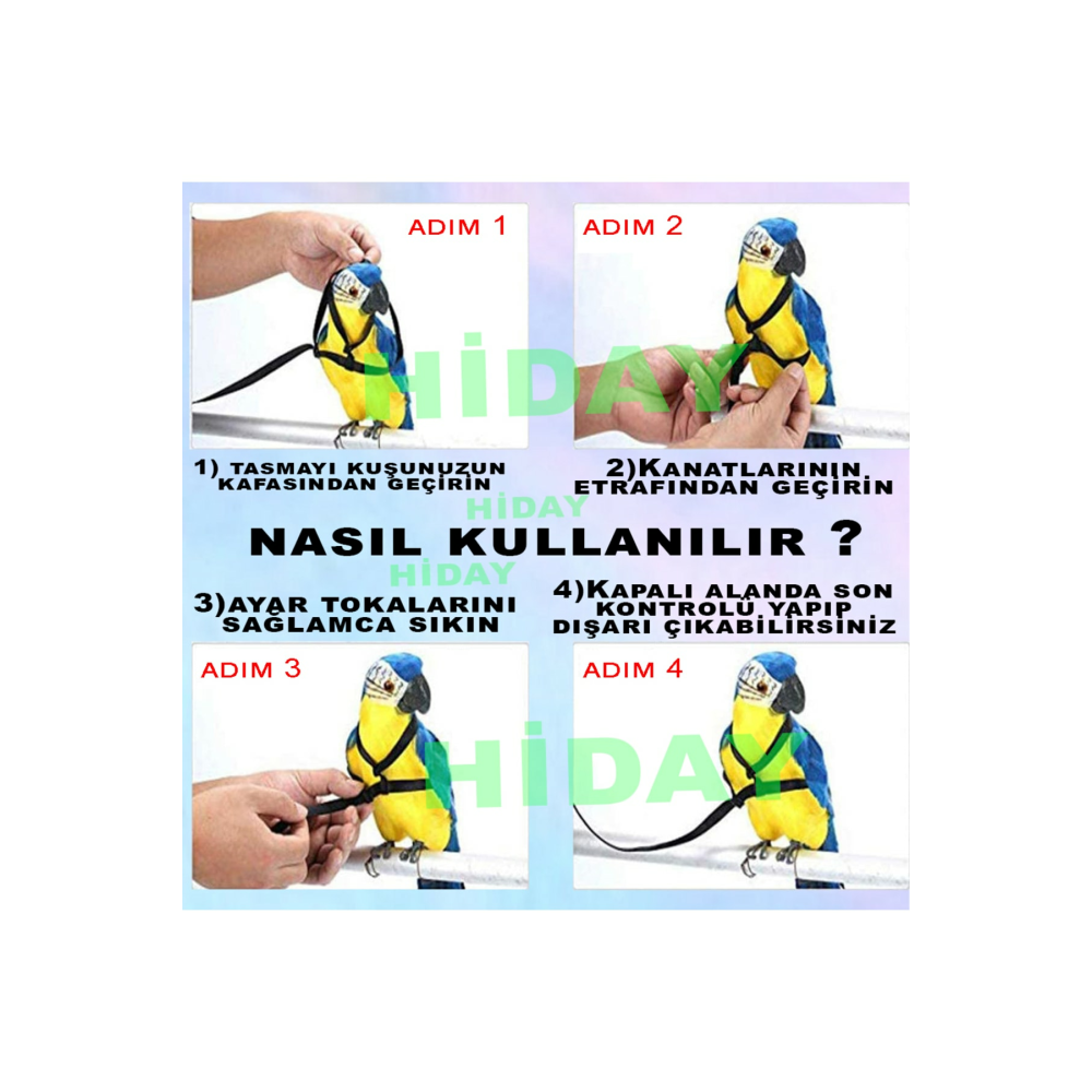 Muhabbet Kuşu Tasması Cennet Papağanı Tasması (SİYAH)