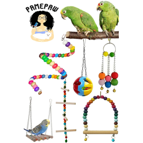 Muhabbet Kuşu Ve Boyutlarındaki Kuşlar Için Mega Salıncak Oyuncak Seti 6'lı