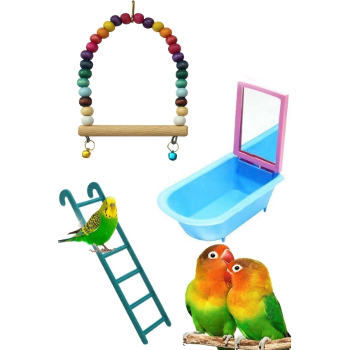 Muhabbet Kuşu Ve Papağanlar Için Salıncak Oyuncak Seti
