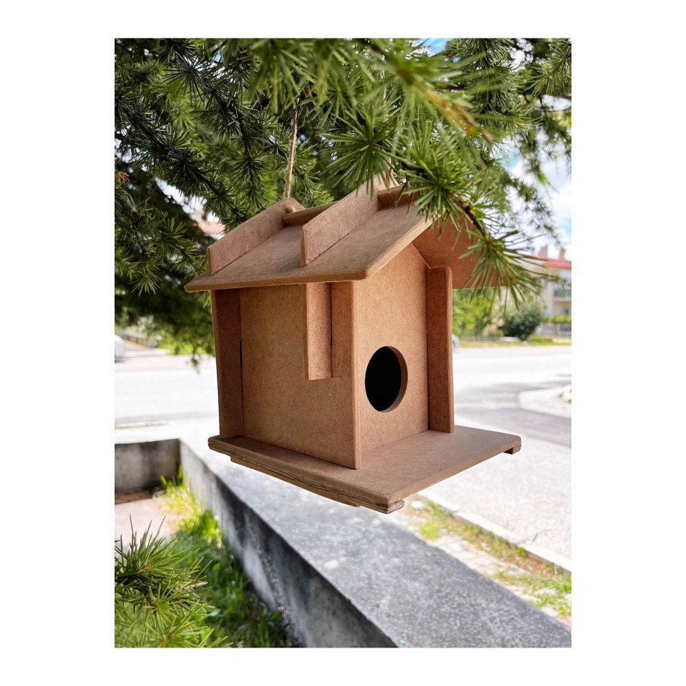 Dekoratif Bahçe Ahşap Kuş Evi Yuvası Boyanabilir Dayanıklı Mdf 21x16x21