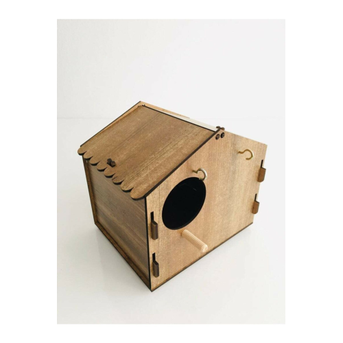 Muhabbet Kuşu Ahşap Yuvalık Dekoratif Kuş Yuvası