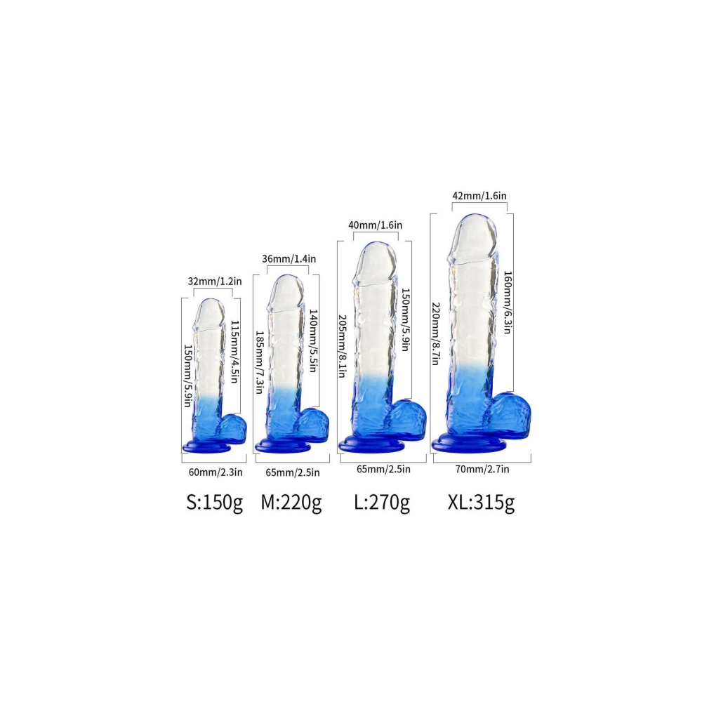 Silikon Şeffaf Renkli Realistik Dildo 20 Cm - Gerçekçi Ve Estetik Deneyim