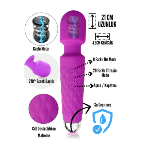 20 Modlu Su Geçirmez Female Wand Massager Şarjlı Vibratör Titreşimli Dildo